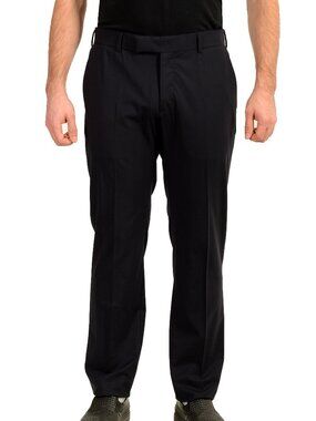 Malo Men's Navy Blue Wool Flat Front Dress Pants US 42 IT 58